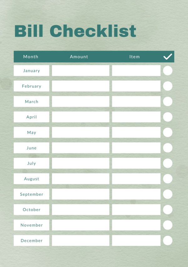 Bill Payment Checklist